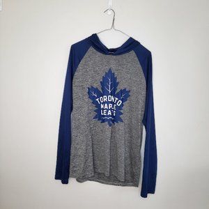 Toronto Maple Leafs NHL Licensed Grey Raglan Lightweight Thin Hoodie Blue/Gray